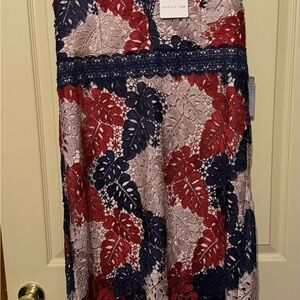 NWT Adelyn Rae Burgundy Navy Taupe Crochet Lace V-Neck Flutter Sleeve Dress S XL